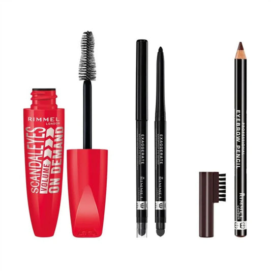 Rimmel  Rimmel Intense Eyes Set Scandle Mascara+Eye Liner Pencil Black+Brow Way Pencil 01 Dark Brown